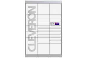 Cleveron 301 indoor parcel terminal in direct view on a transparent background.