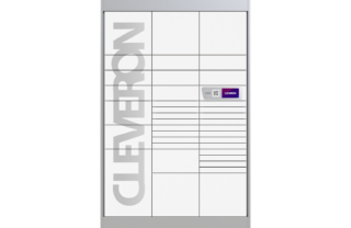 Cleveron 301 indoor parcel terminal in direct view on a transparent background.