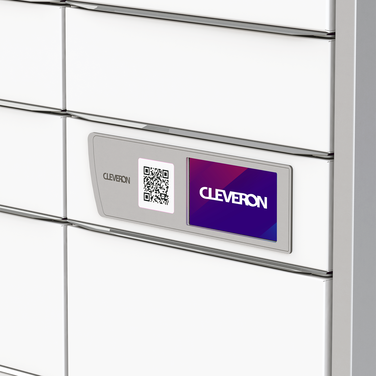 The Cleveron 351 7-inch touchscreen, through which packages can be retrieved from the parcel locker and couriers can input information. For this, the courier needs to scan a QR code, and the locker door will open.