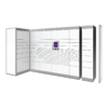 Side view of the Cleveron 302 parcel locker, depicting its modular design that allows for self-assembly of a machine tailored to one's required size.